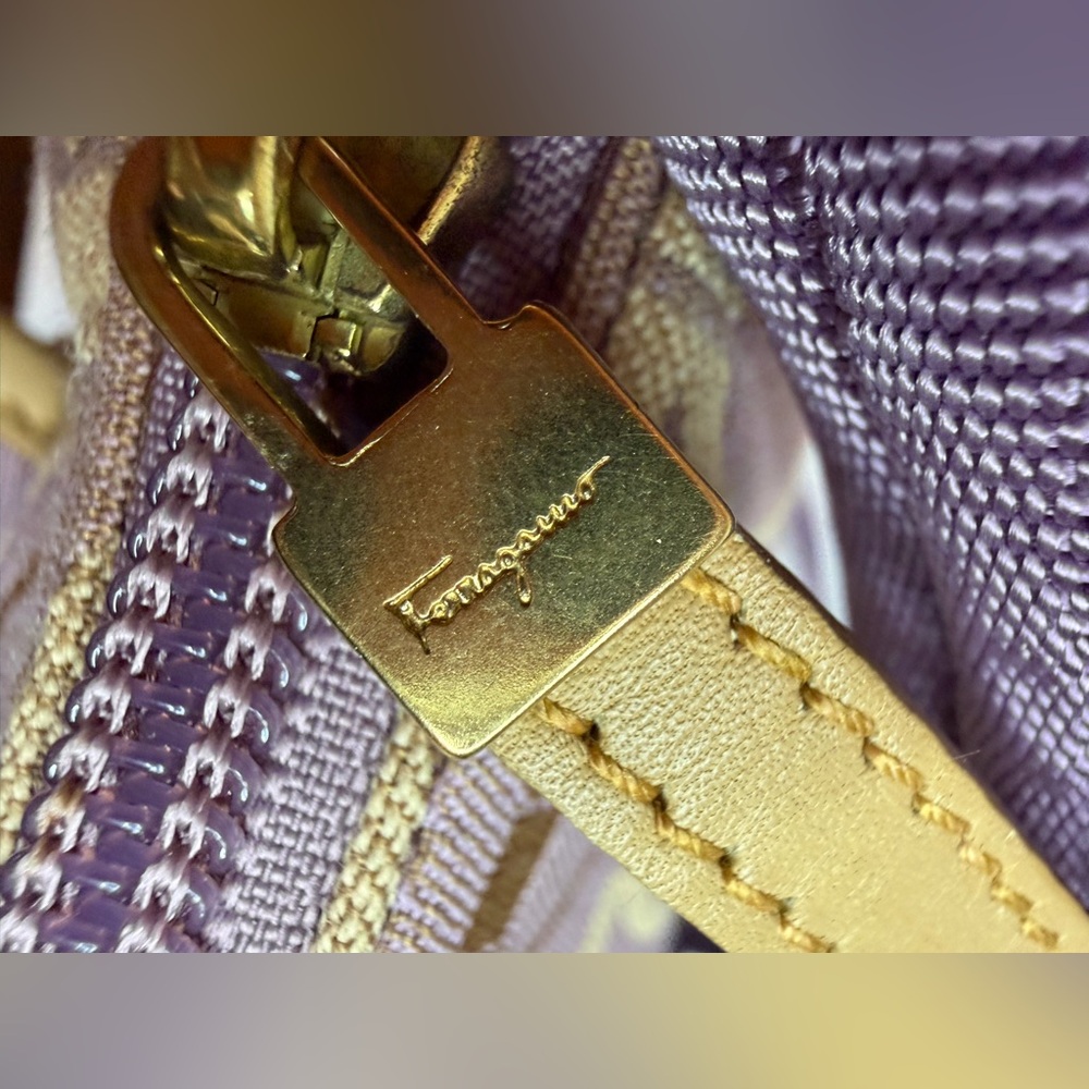 Salvatore Ferragamo Ferra Camera Gancini Canvas Crossbody Bag - Picture 9 of 13